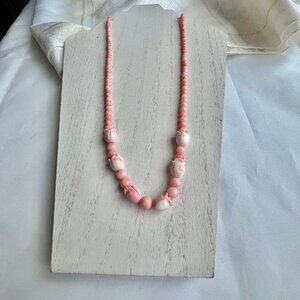 Vintage Carved Coral Floral Necklace, Coral Necklace